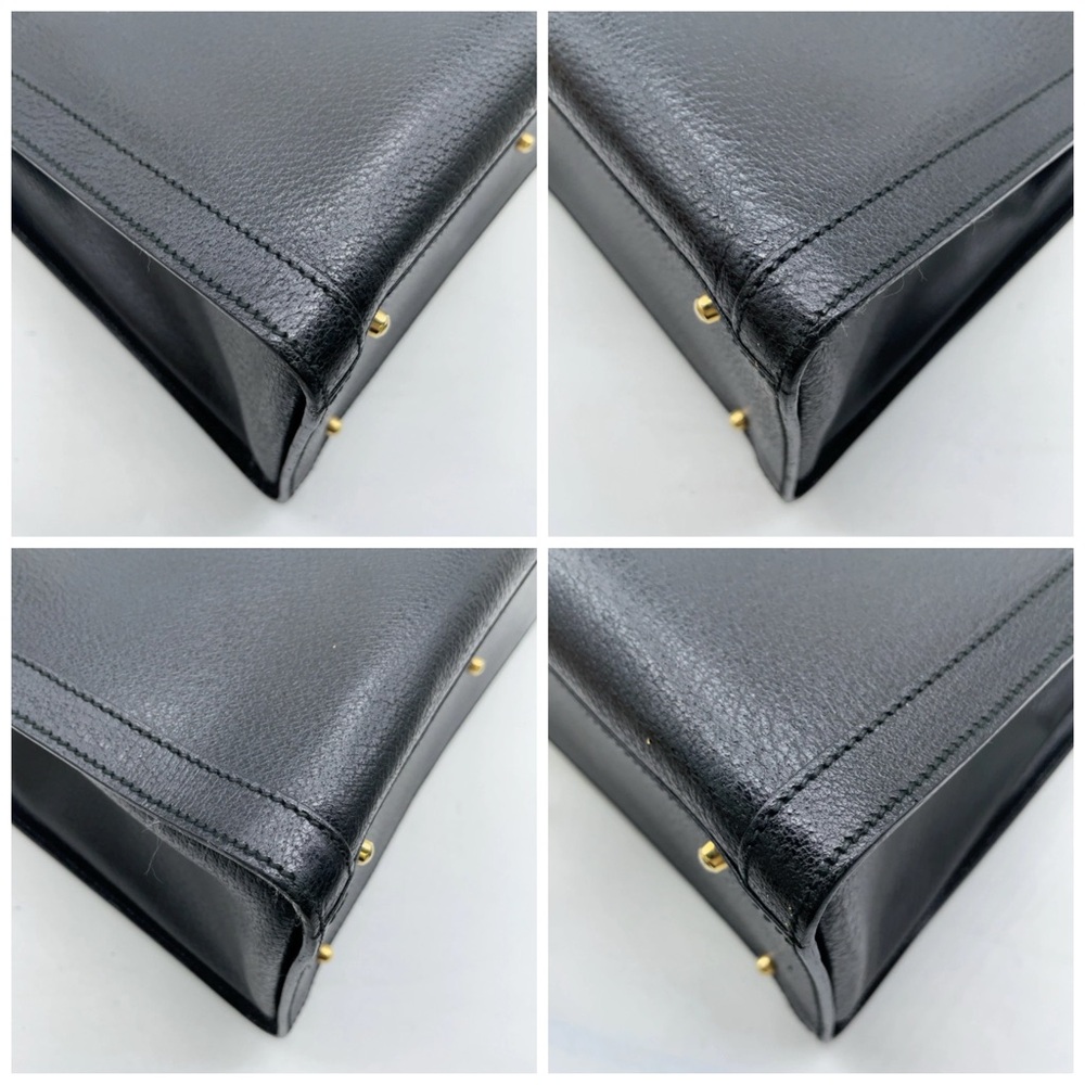 Gucci Diana Vintage Black Pebbled Leather Bamboo Handle Tote Bag | Italy - Picture 5 of 11